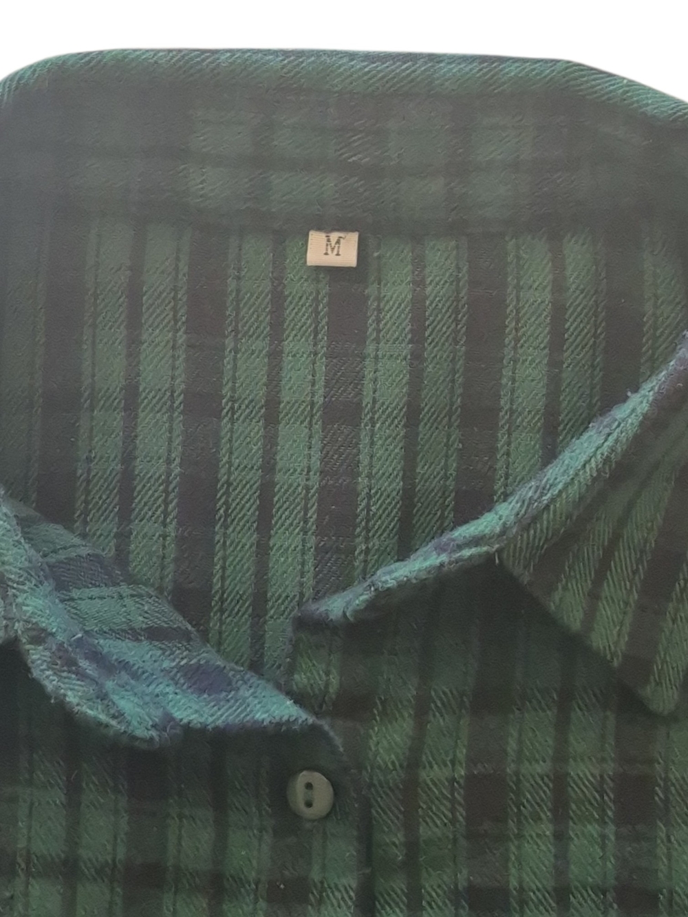 Green Plaid Button-Up Shirt Dress/Tunic Length Top Sz M - Picture 9 of 9
